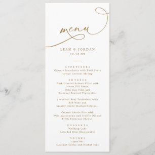 Elegant Gold Calligraphy Script Wedding Menu