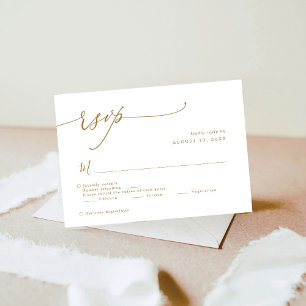 Elegant Gold Calligraphy Script  Wedding RSVP Card