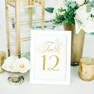 Elegant Gold Calligraphy Script Wedding Table Number