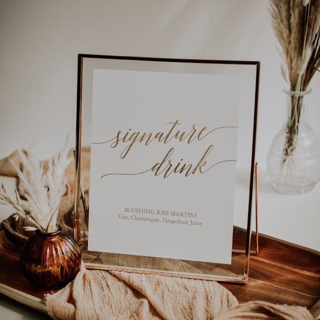 Elegant Gold Calligraphy Signature Drink Sign (Creator Uploaded)
