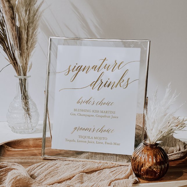 Elegant Gold Calligraphy Signature Drinks Sign (Creator Uploaded)