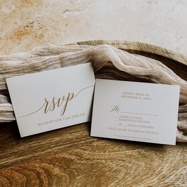 Elegant Gold Calligraphy Song Request RSVP Card (Creator Uploaded)