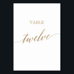 Elegant Gold Calligraphy Table Twelve Table Number<br><div class="desc">This elegant gold calligraphy table twelve table number is perfect for a simple wedding. The neutral design features a minimalist card decorated with romantic and whimsical faux gold foil typography. The card prints on the front and back (double-sided). Other table numbers in the collection are sold separately. Please Note: This...</div>