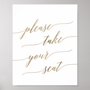Elegant Gold Calligraphy Take Your Seat Sign