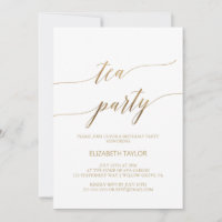 Elegant Gold Calligraphy Tea Party Birthday
