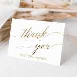 Elegant Gold Calligraphy Thank You Card<br><div class="desc">This elegant gold calligraphy thank you card is perfect for a simple wedding. The neutral design features a minimalist card decorated with romantic and whimsical faux gold foil typography. The inside of the card is blank, so you will have plenty of space to write a thoughtful personalised note. Customise the...</div>