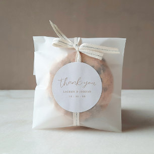 Elegant Gold Calligraphy Thank You Wedding  Classic Round Sticker