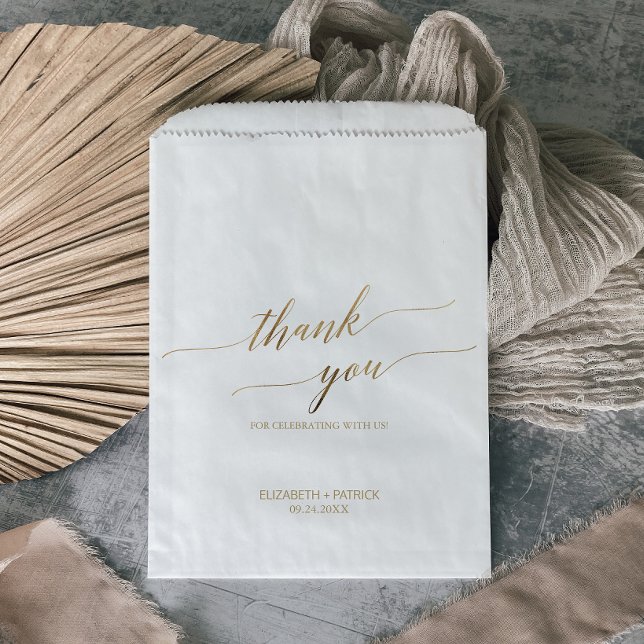 Elegant Gold Calligraphy Thank You Wedding Favour Bags (Creator Uploaded)