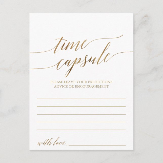 Elegant Gold Calligraphy Time Capsule Cards (Front)