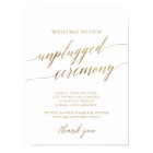 Elegant Gold Calligraphy Unplugged Ceremony Sign