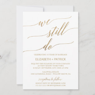 Elegant Gold Calligraphy Vow Renewal Invitation