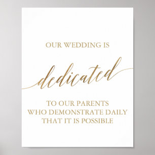 Elegant Gold Calligraphy Wedding Dedication Sign