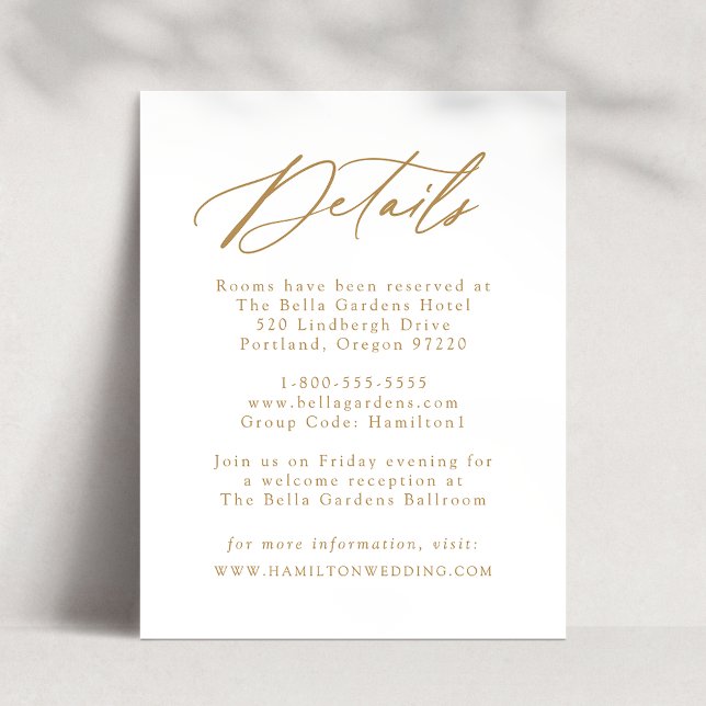Elegant Gold Calligraphy Wedding Details Enclosure Card (Creator Uploaded)