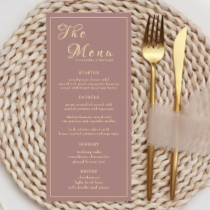 Elegant Gold Calligraphy Wedding Dinner Reception Menu