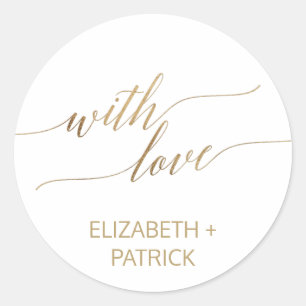 Elegant Gold Calligraphy Wedding Favour Classic Round Sticker