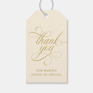 Elegant Gold Calligraphy Wedding Favour Tags