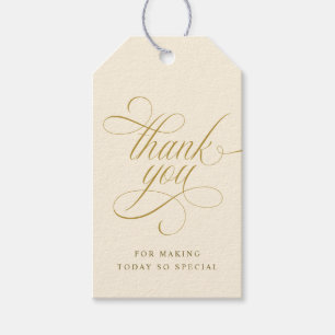 Elegant Gold Calligraphy Wedding Favour Tags