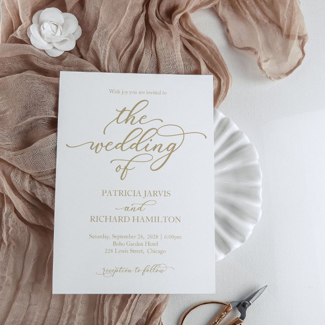 Elegant Gold Calligraphy Wedding Invitation (Creator Uploaded)