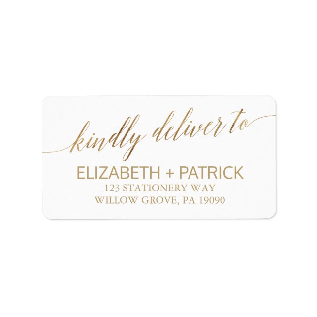 Elegant Gold Calligraphy Wedding Label (Front)