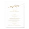 Elegant Gold Calligraphy Wedding Menu Sign
