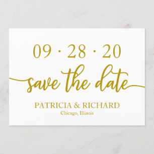 Elegant Gold Calligraphy Wedding Save The Date Invitation