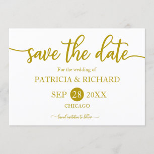Elegant Gold Calligraphy Wedding Save The Date Invitation