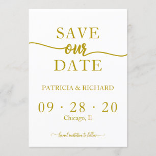 Elegant Gold Calligraphy Wedding Save The Date Invitation