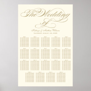Elegant Gold Calligraphy Wedding Seating Chart
