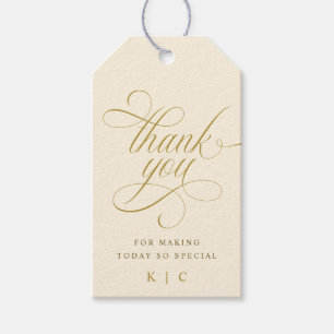 Elegant Gold Calligraphy Wedding Thank You Favour Gift Tags