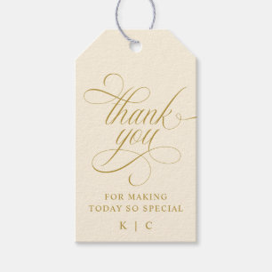 Elegant Gold Calligraphy Wedding Thank You Favour Gift Tags