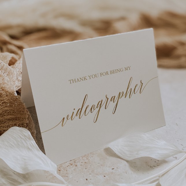 Elegant Gold Calligraphy Wedding Videographer Thank You Card (Creator Uploaded)
