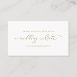 Elegant Gold Calligraphy Wedding Website Business Card