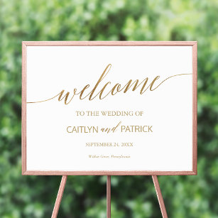 Elegant Gold Calligraphy Welcome Wedding Sign