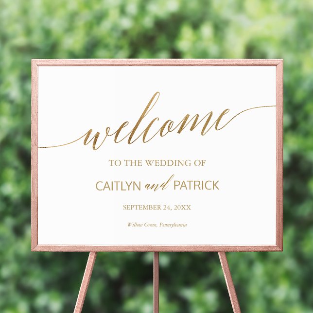 Elegant Gold Calligraphy Welcome Wedding Sign (Creator Uploaded)
