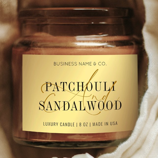 Elegant Gold Candles Jar Product Packaging Label (Sophisticated gold effect product labels, great for candles, wax melts, diffusers and more!)