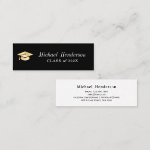 elegant gold cap black graduation name insert card