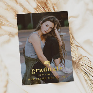 Elegant Gold Cap Portrait Photo Graduation