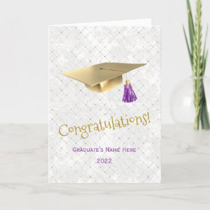 Elegant Gold Cap Purple Congratulations Graduation Card