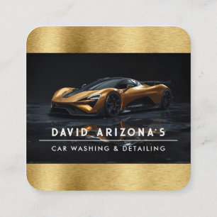 Elegant Gold Car Washing and auto detailing Square Business Card