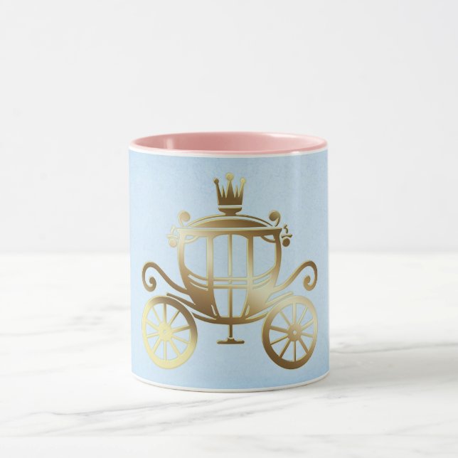 Elegant Gold Carriage Blue Storybook Princess Mug (Center)