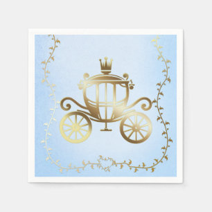 Elegant Gold Carriage Blue Storybook Royal Napkin