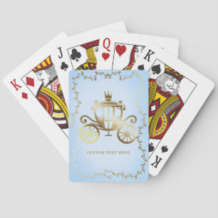 Elegant Gold Carriage Blue Storybook Royal Playing Cards