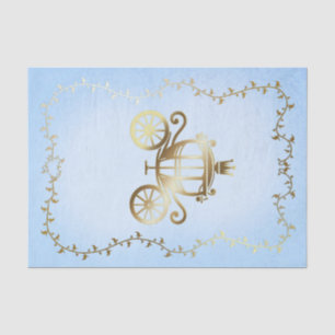 Elegant Gold Carriage Blue Storybook Royal Tissue Paper