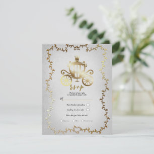 Elegant Gold Carriage Storybook Wedding R.S.V.P.  Invitation