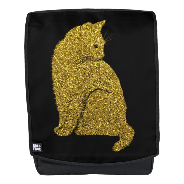 Elegant Gold Cat Golden Feline Backpack (Front)