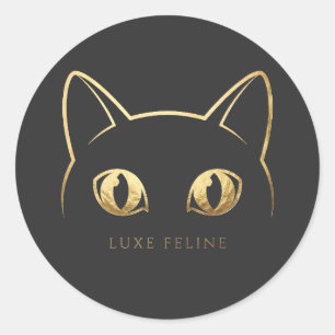 Elegant Gold Cat Line Art Vinyl Sticker