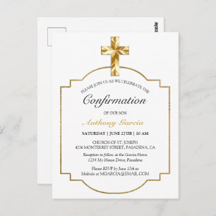 Elegant Gold Catholic Confirmation Invitation Postcard