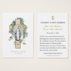 Elegant Gold Catholic Wedding Prayer Card