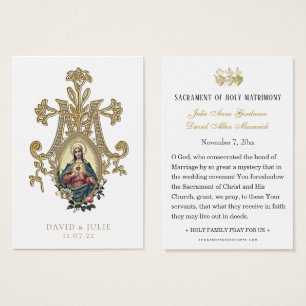 Elegant Gold Catholic Wedding Prayer Card