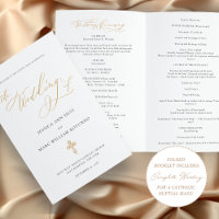 Elegant Gold Catholic Wedding Program Full Mass